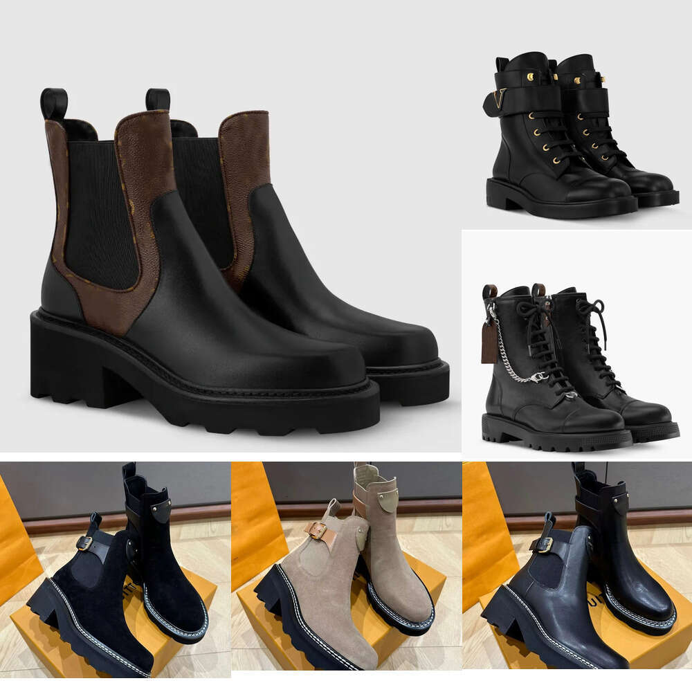 Women's Beaubourg Ankle Martin Boots Designe Luxury womens Autumn winter Black Brown Calf Suede Leather Booties Party Wedding Lady Comfort Knight Chelsea booties