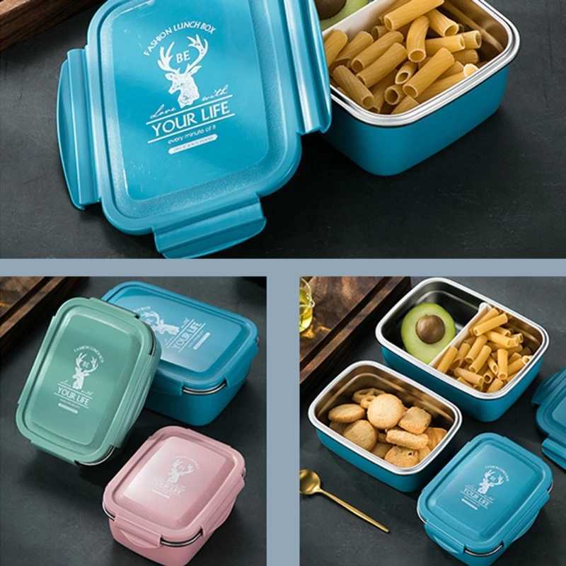 Lunch Boxes Stainless Steel Childrens Lunch Box with Compartments Bento Boxes Adults Metal Breakfast Box Nursery School B03EM251121