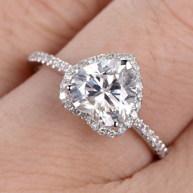 Love Heart Zircon Ring Valentines Day Gift Couple Heart shaped Ring High quality gold designer diamond ring rings designer for women engagement men lo - view 5