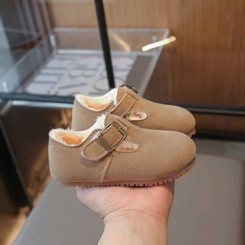 Childrens Padded Fashion Boots 1-18 Years Old Khaki Color Thickened Boys Girls Cotton Shoes Winter New Brown Kids Flat ShoesW251121