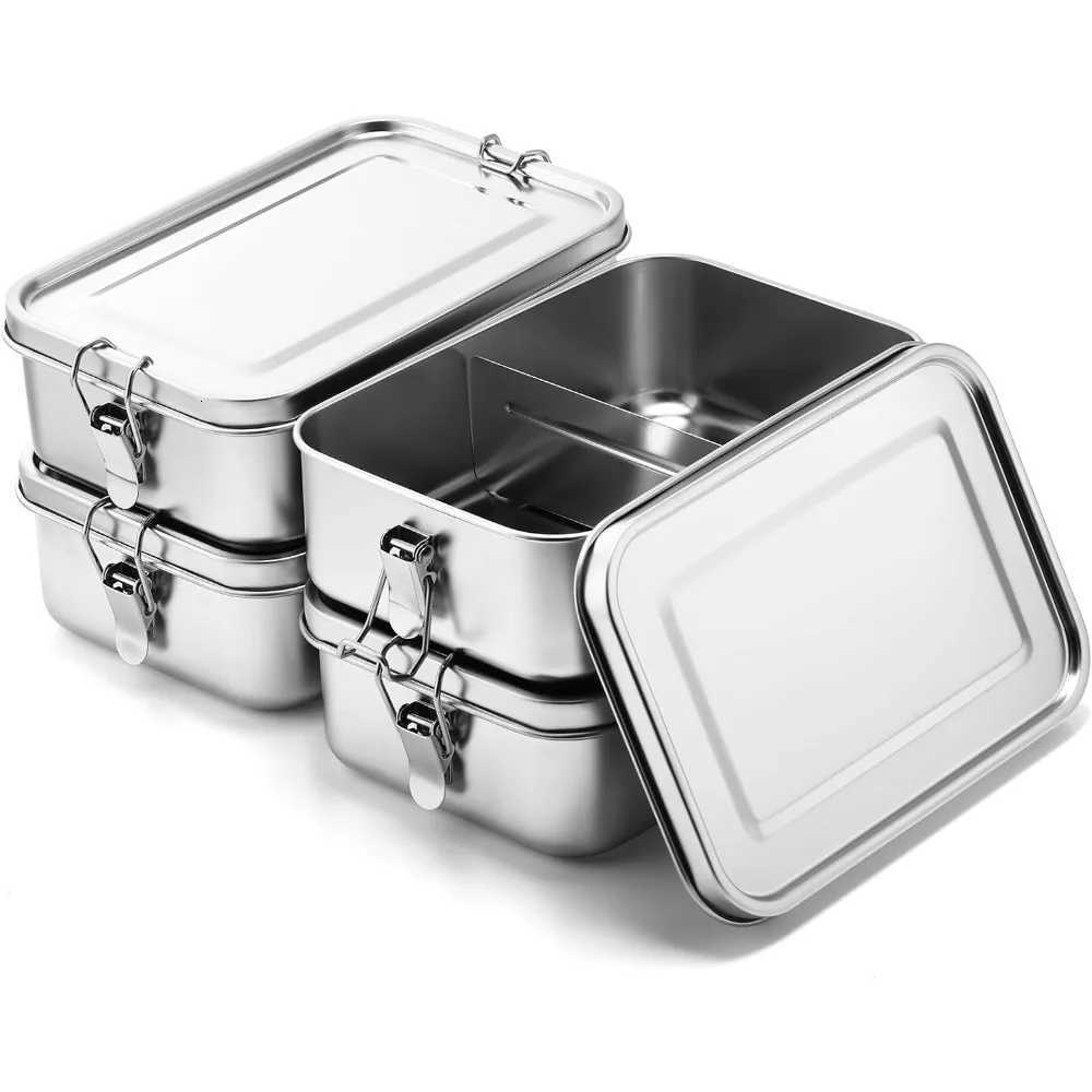 1200/2400ml Lunch Box 304 Stainless Steel Bento Box Metal Food Storage Container with Locking Clasp Suitable for Work and SchoolM251121