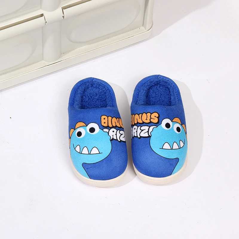 Childrens Cartoon Dinosaur Pattern Slippers Boys and Girls Cute Plush Shoes Warm Shoes Suitable for Autumn and Winter IndoorW251121