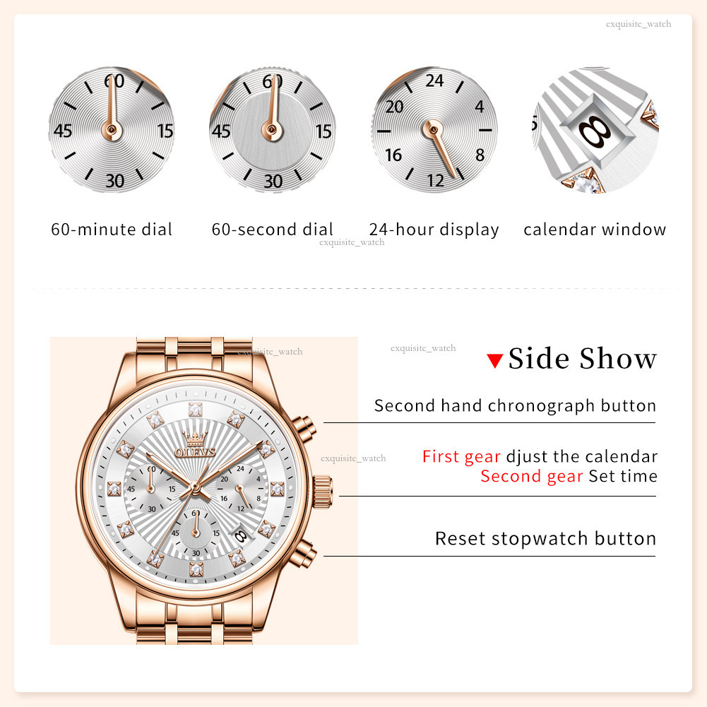 OLEVS Designer Brand Women's Watches Fashionable Watches Multi-functional Chronograph Quartz Women's Watches Luxury Watches Free Delivery An