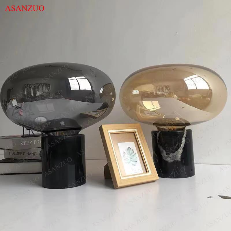 Sleek Postmodern Style Bedroom Table Lamp with Marbled Effect and E27 Compatibility Ideal for Modern Interiors