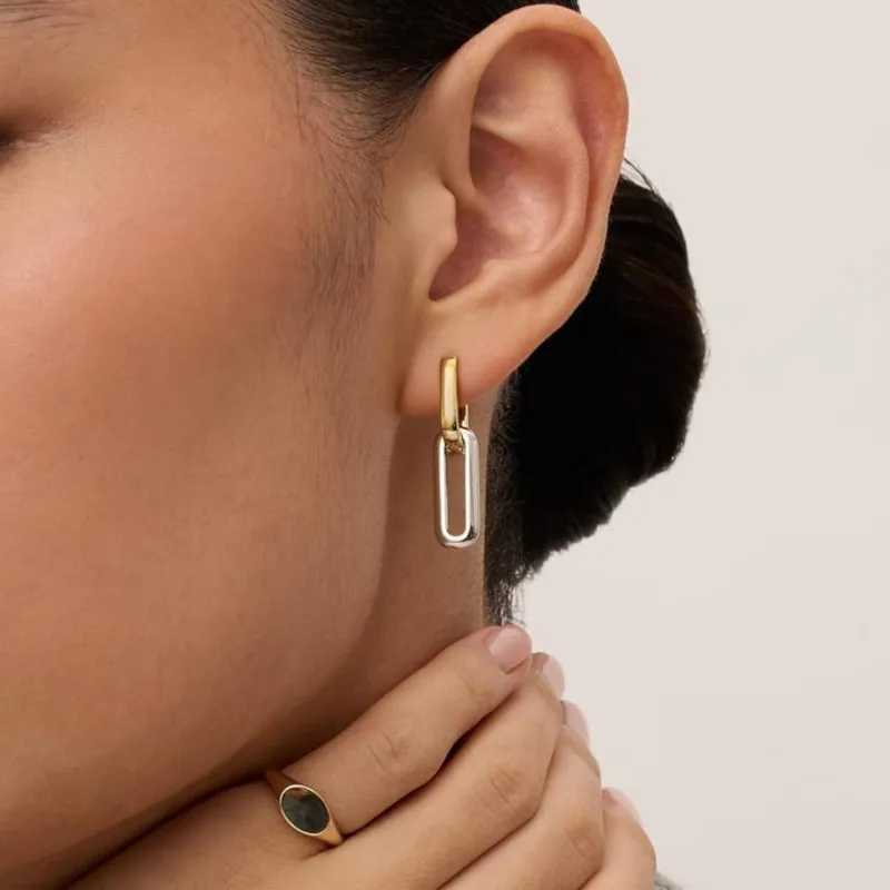 Womens Two tone U-shaped Hoop Earrings Exaggerated Hip Hop Punk Earrings Party Jewelry WholesaleXJ250421