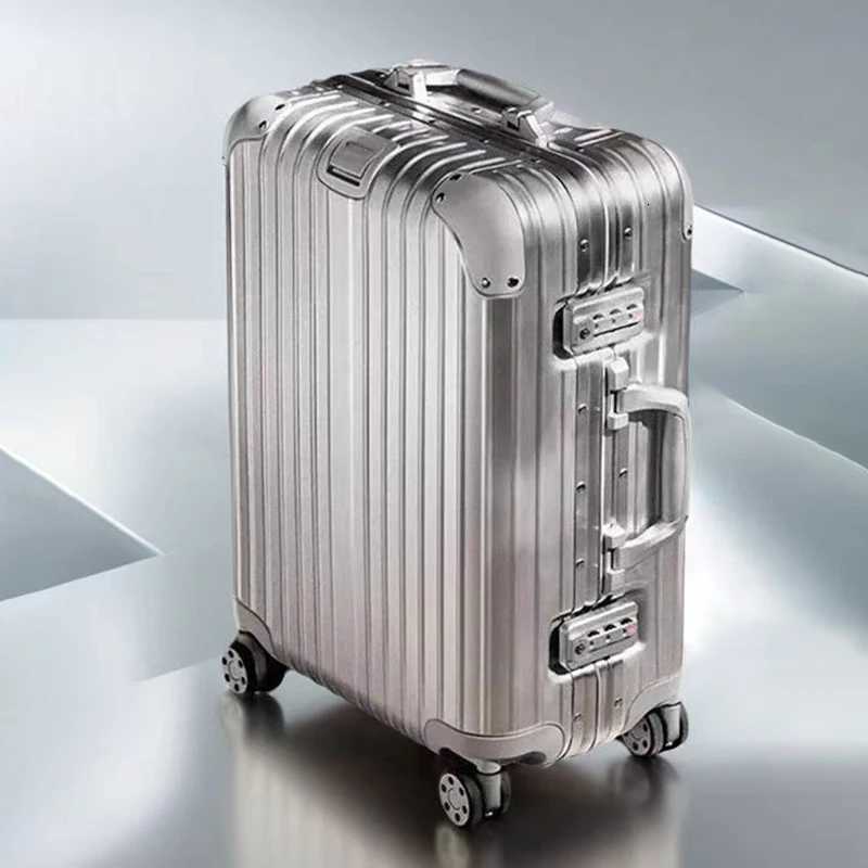 100 Aluminum Suitcase Top Selling Metal Trolley Case Suitcases on Wheels Luggage Carrier 20/26/30 Inch Cabin Travel Suitcases K251120