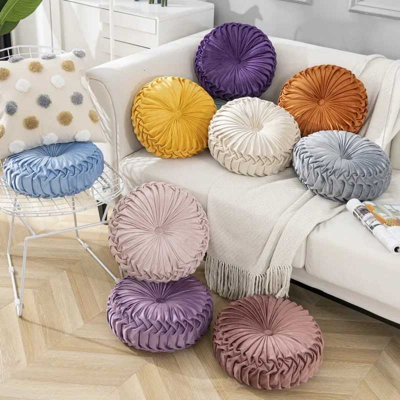 Light Luxury Solid Color Dutch Plush Pumpkin Sofa Handsewn Wheel Shape Chair Waist Cushion C251121