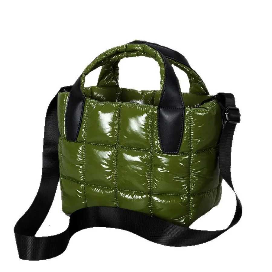 Winter New Puff Pastry Car Sewing Cott down Handbag Casual Crossbody Shoder Bag Wens Work Nyl Tote Bag Polyer Lining Y251121