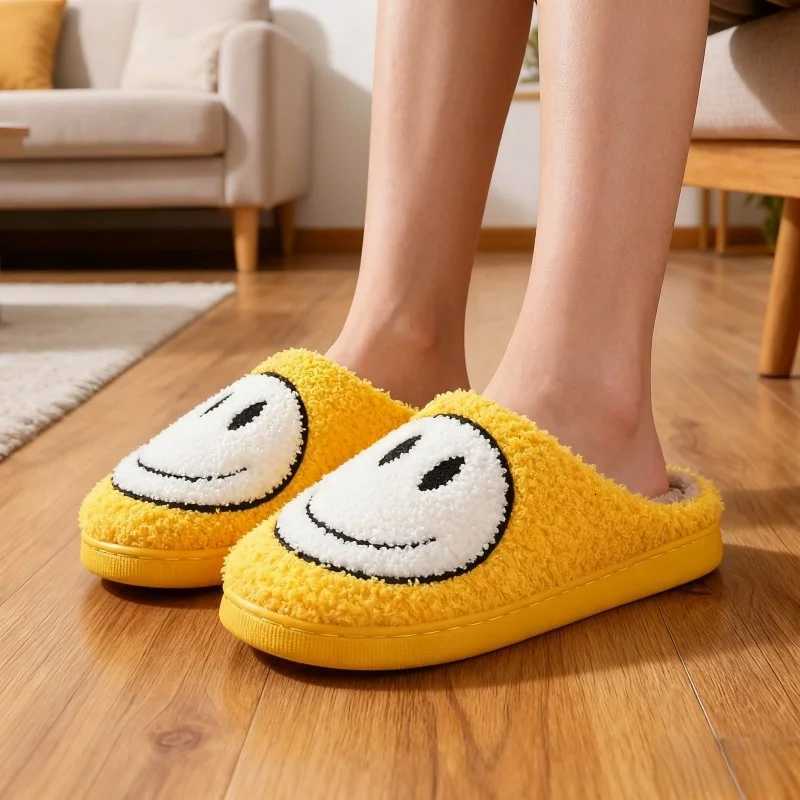 KidsSlippers Smiling Face Fluffy Winter Shoes For Children Anti-slip Thick Bottom Home Slipper Keep Warm Pink Blue Size 36-41W251121