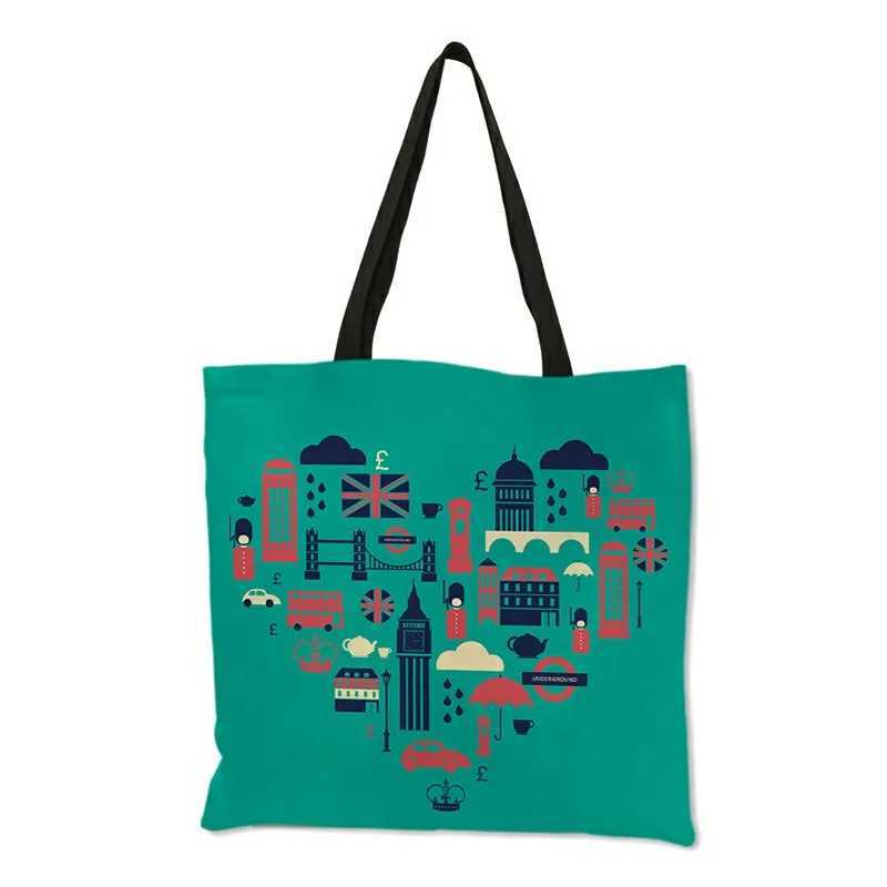 High Quality Linen Shoulder Bag London Big Ben Tower Rome Print Tote Bag Fashion Ladies Women Casual Beach Shopping Bag HandbagsT251121