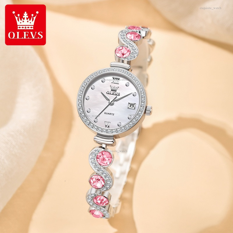OLEVS Designer Brand Watches New Fashionable And Individual S-shaped Full Diamond Bracelet Women's Waterproof Watches Luxury Watches Free Deliver