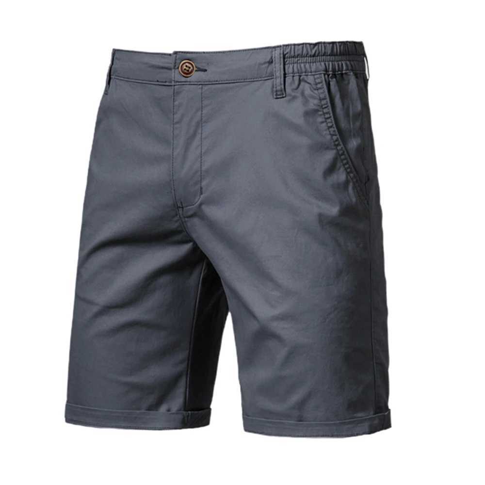 Brand new summer 100% pure cotton mens solid color elastic waist shorts high-quality casual business mens shorts W250421