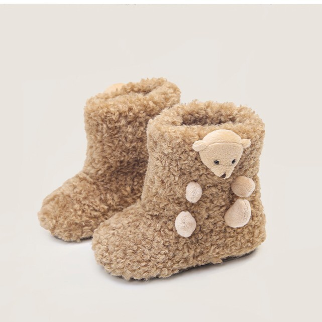 New designer shoes Children s Furry Boots Autumn Winter New Girls Cute Bear Cotton Boots Warm Snow Boots Soft Sole Fleece Short Boots