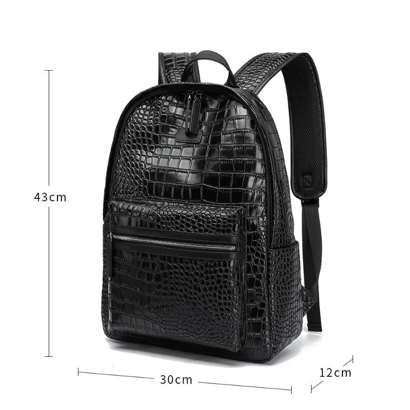 Fashion Backpack Men Alligator PU Leather Backpacks for Laptop Bags Large Capacity Travel Student Schoolbag 251111