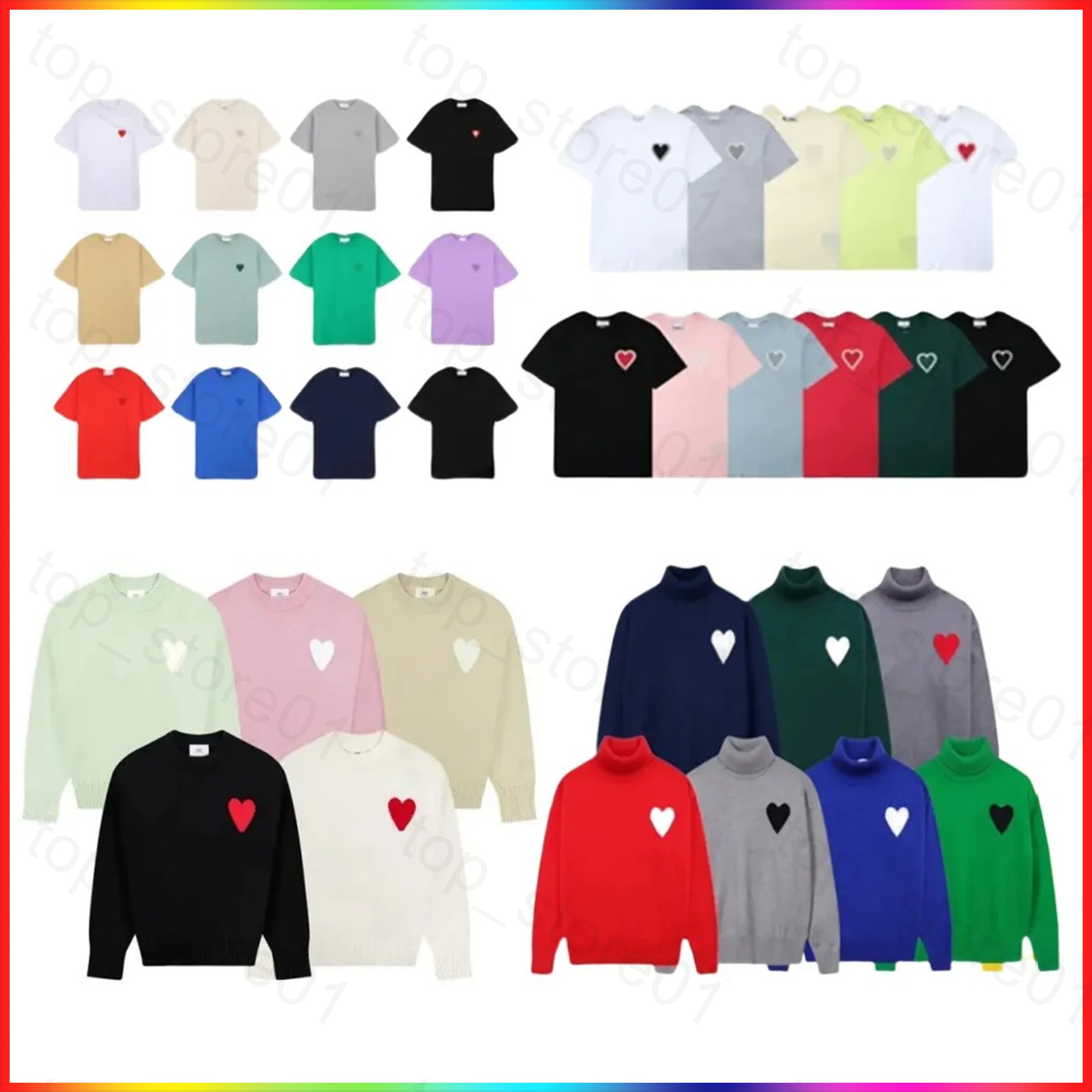 designer sweater men Knitted Sweater Fashion Autumn/Winter Sweater Heart Embroidered Jacquard essential Sweater 2026 christmas Sweaters Loose Zipper Hoodie