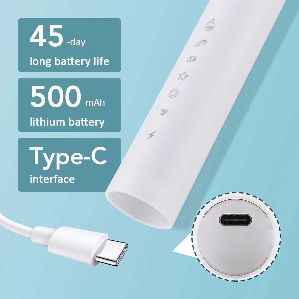 Electric Toothbrush Rechargeable Cleaning Device Portable Teeth Cleaner for Oral Care Teeth Whitening Waterproof Type-C Charging C251121