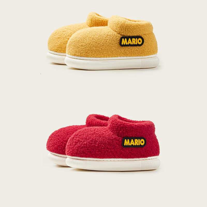 Cheerful Mario Winter childrens cotton shoes Solid color indoor and outdoor comfortable home cotton slippersW251121