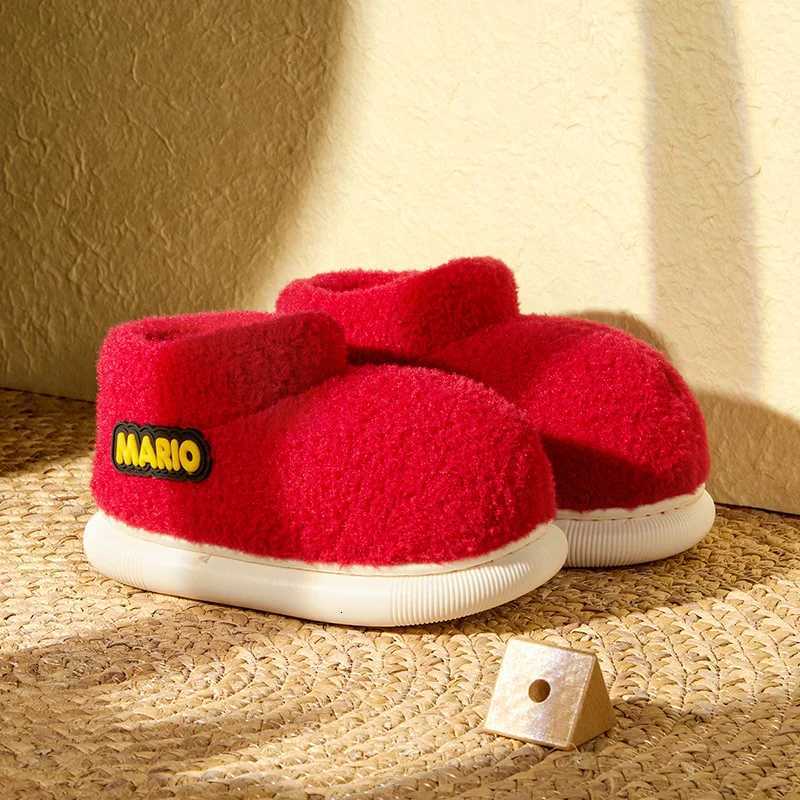 Cheerful Mario Winter childrens cotton shoes Solid color indoor and outdoor comfortable home cotton slippersW251121