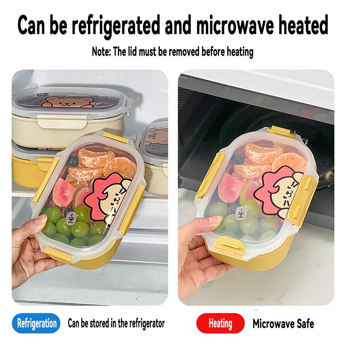 WORTHBUY 900ml 304 Stainless Steel Lunch Container Leak-proof Student Children Lunch Box Microwave Safe Portable Fruit Bento BoxM251121