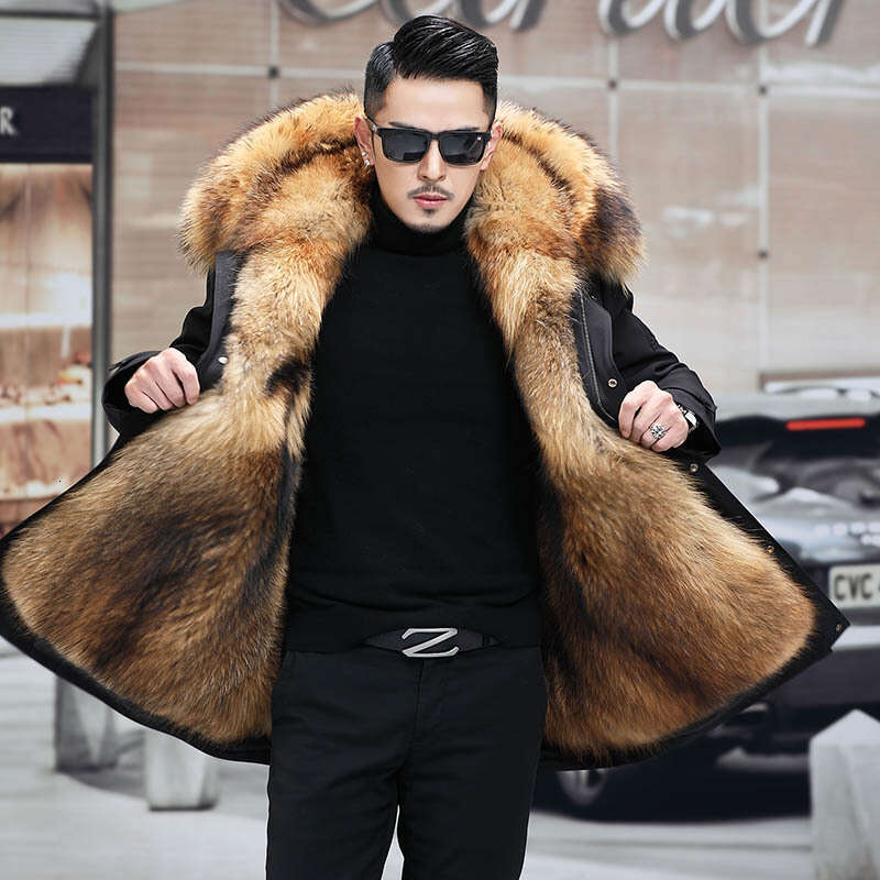 Parka Detachable Winter New Men's MidLength Inner Lining Faux Mink Fur Coat
