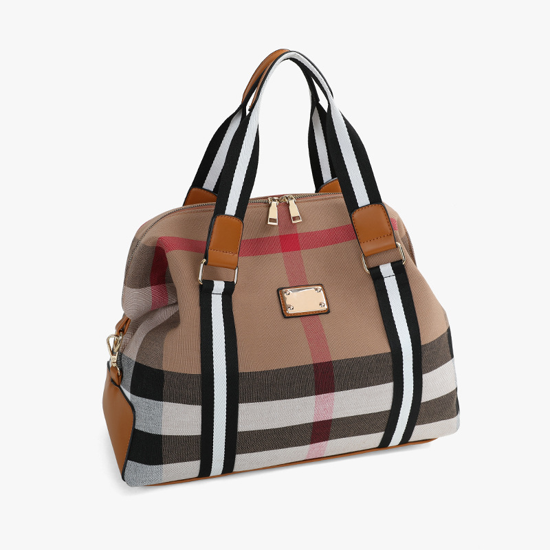 Luxury Bag 2025 new canvas plaid bag large capacity mens and womens commuting bag travel bag hand-held tote bag