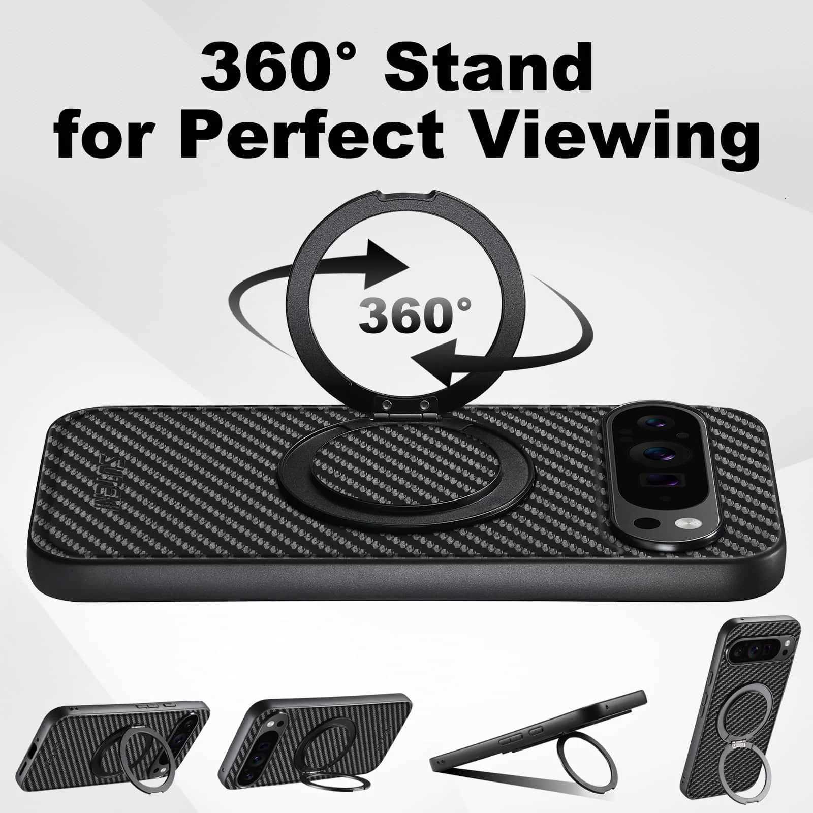 For Google Pixel 9 Pro XL Pixel 9 8 7 6 Pro 8A 7A 6A Carbon Fiber CaseCompatible with Magnetic Built in Kickstand Phone CoverW251121