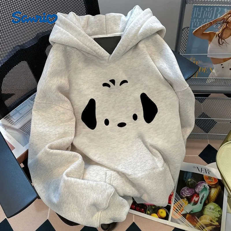 Sanrio Silver Fox Velvet Pure Cotton Hooded Sweatshirt for Women 2025 Autumn Winter American High Street Harajuku Couple Jacket Trendy Men H251121