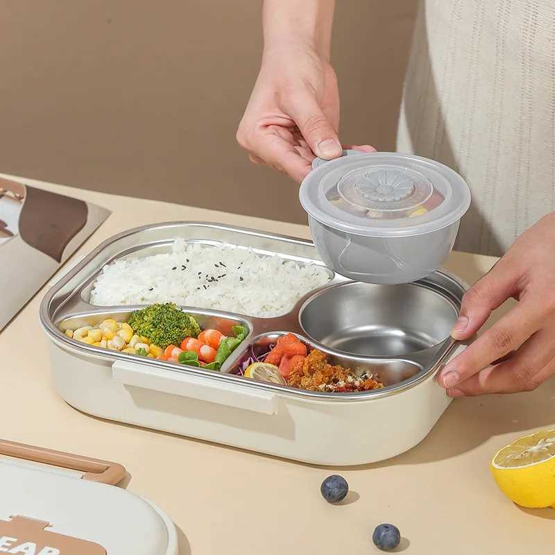 304 Stainless Steel Lunch Box For Adults Kids School Office Microwavable Bento Box With Bag Insulated Food Storage ContainersM251121