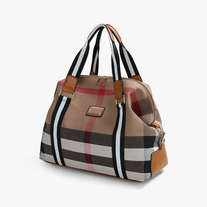 Luxury Bag 2025 new canvas plaid bag large capacity mens and womens commuting bag travel bag hand-held tote bag