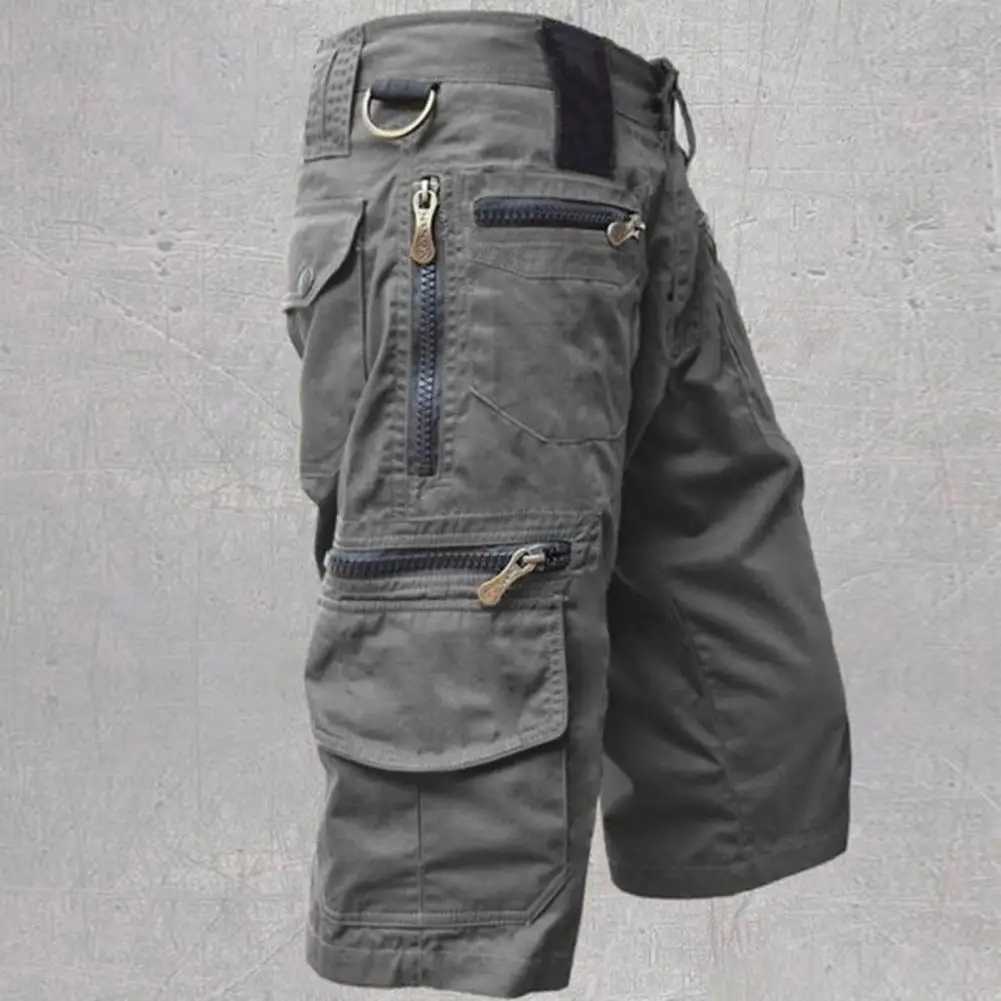 Mens military uniform cargo shorts jogging shorts solid color multi pocket summer casual straight cargo shorts mens W250421