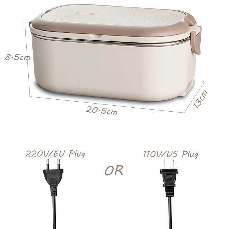 EU US Plug Electric Heated Lunch Box Meal Food Heater 220V 110V 1L Travel Outdoor Work Food Warmer Container Stainless Steel SetM251121