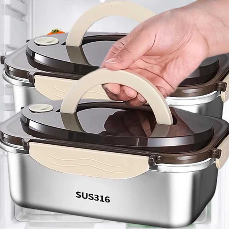 Stainless Steel Lunch Box with Handle Sealed Bento Boxes Refrigerator Food Storage Container Portable Camping Picnic Salad BowlM251121