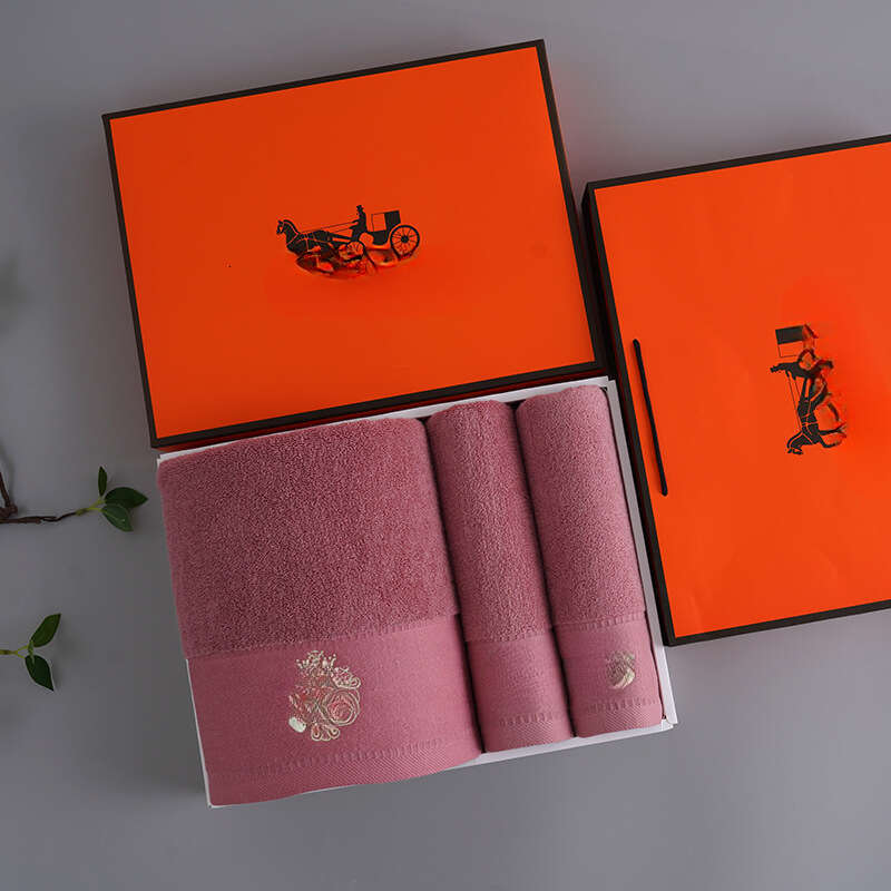 Pure Cotton Bath Towel Box Set Of Three Plain Face Towels Business Gift B2