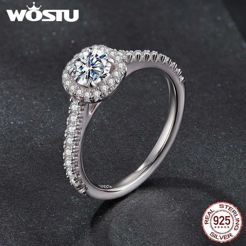 WOSTU 05CT Moissanite Solitaire Engagement Ring for Women 925 Silver Diamond Cut Wedding Promise Rings Multi Gems Band AnillosT251121