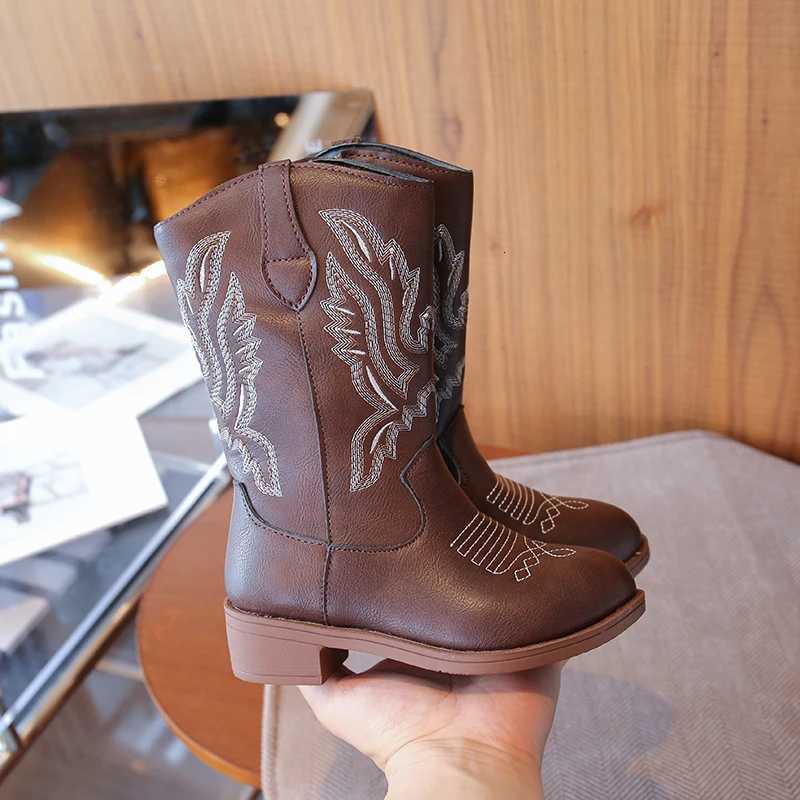 Childrens Fashion Boots 3-18 Years Old Embroidered Boys Girls Western Boots Size 27-36 Fall and Winter Tall Kids Boots ShoesW251121