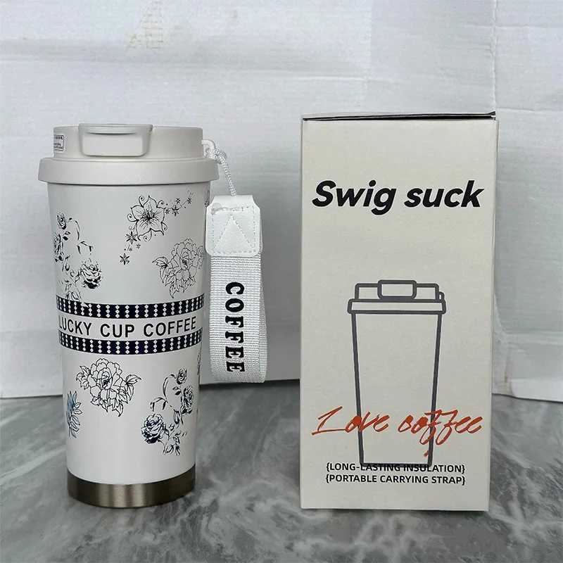 Beautiful Coffee Cups Stainless Steel Thermal Cup Drink Items Tumbler Large Capacity Tea Espresso Travel Straw Coffeeware Dining L251121VN0Z W260226