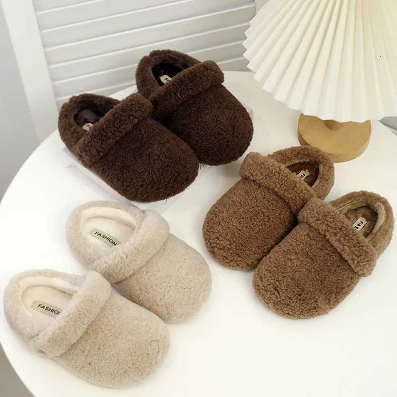 Children Cotton Slippers Soft Bottom Anti-slippery Kids Short Plush Warm Casual Flats Shoes Winter Girls Home Fluffy SlippersW251121