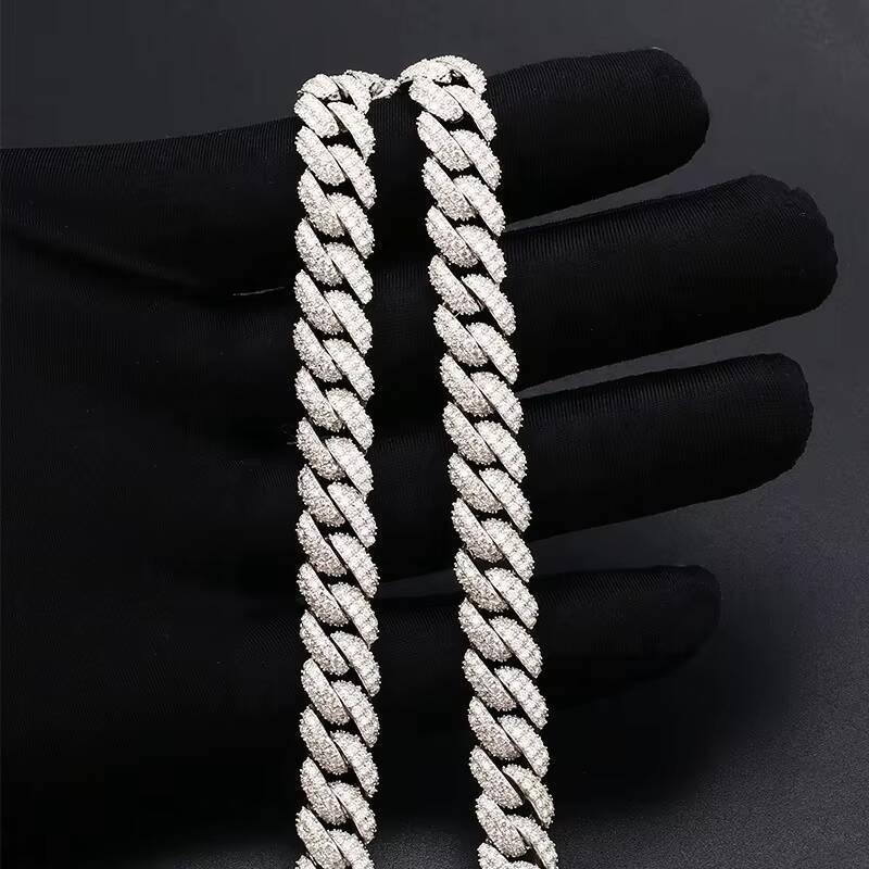 Iced Out 925 Sterling Silver 12mm Width VVS Moissanite Hip Hop Moissanite Cuban Bracelet