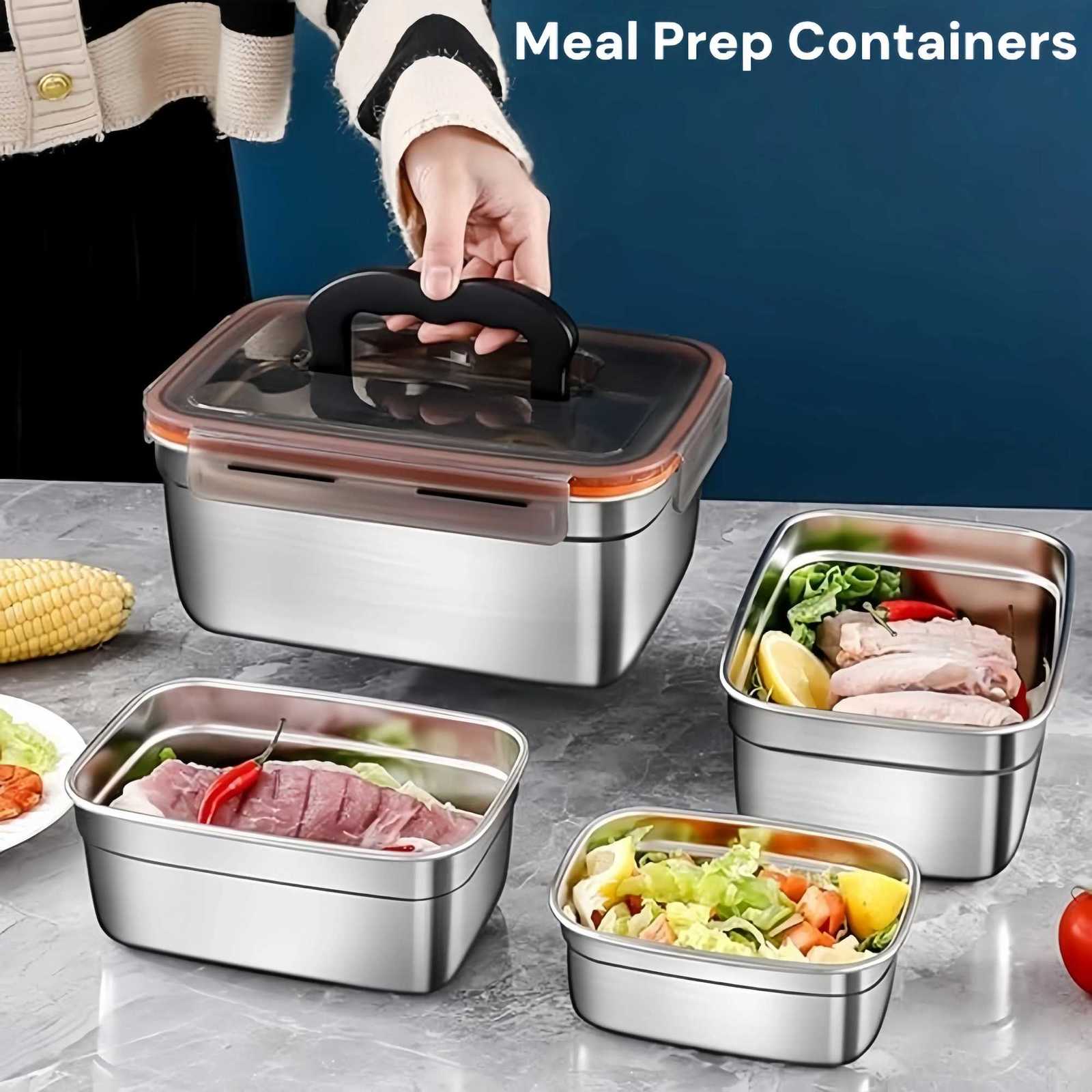 Bento Lunch Boxes adultsKitchen Organizers Camping Airtight Lunchbox Food Side Dish Taper Meal Prep Storage ContainersM251121