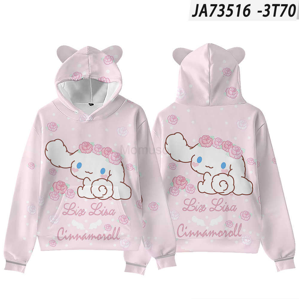 Sanrio 3D New Big-Eared Dog Cinnamoroll Cat Ear Hoodie Digital Print Hooded Sweatshirt for Adults and Children H251121