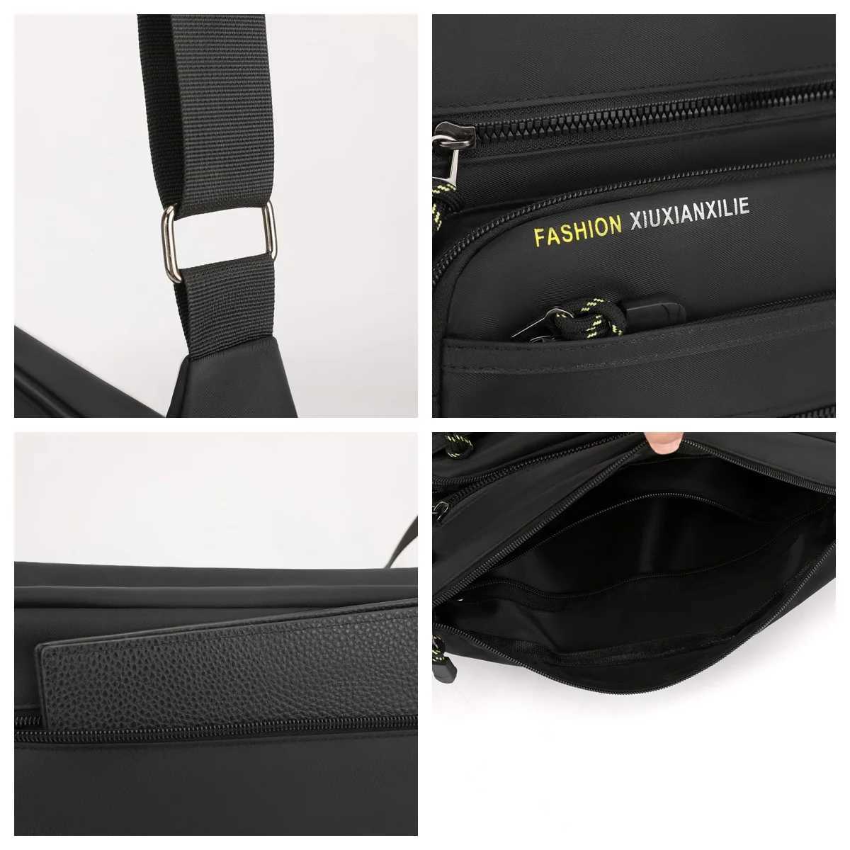 Minimalist Mens Shoulder Bag Large Capacity Durable Mens Crossbody Bag Waterproof Nylon Multi-Compartment Casual Mens BagT251121
