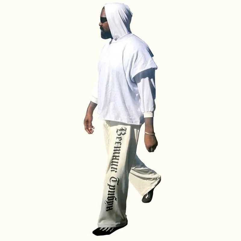 High quality cotton jogging drAWstring vulture YZY retro sports pants mens Russian womens printed gray casual pants X250421