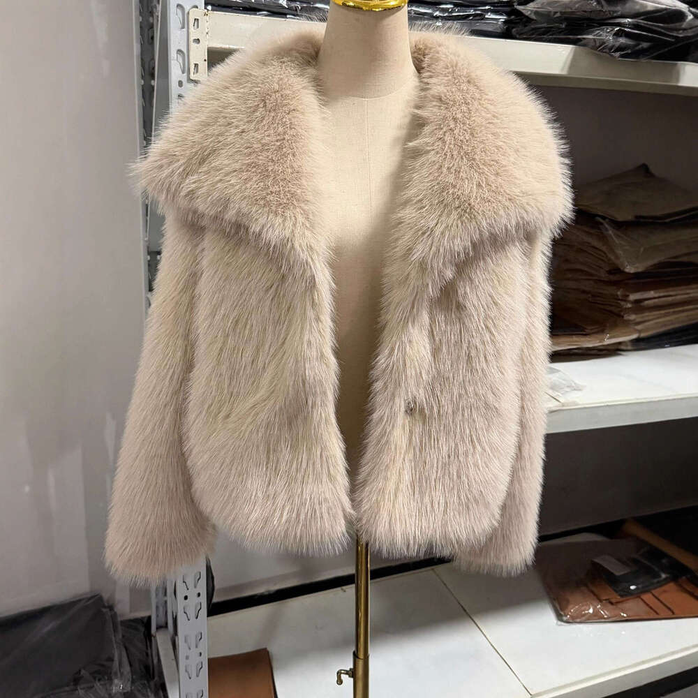 for Large Women Celebrity Internet Ins with Lapel Street Style Fluffy Fox Coat Versatile Ecofriendly Fur