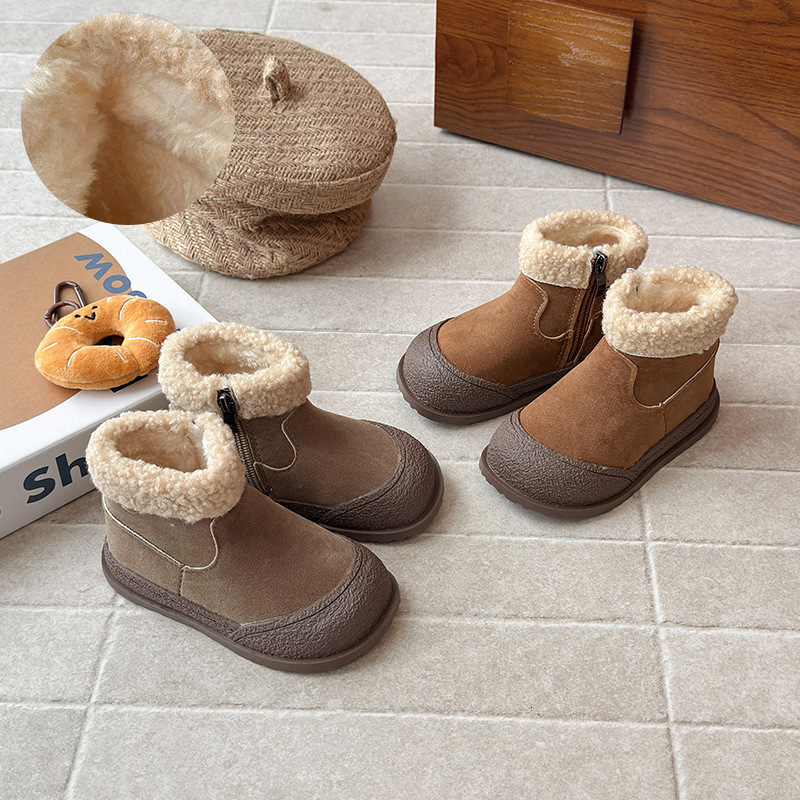 Winter glowing shoes, new Korean style wool lined short boots, fashionable and trendy shoes, warm cotton boots, casual children's shoes