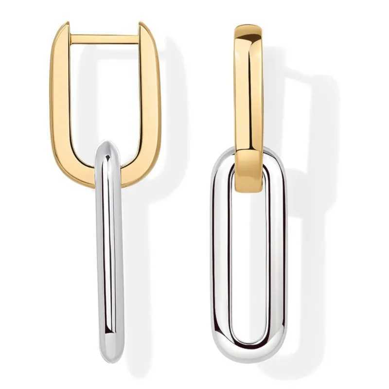 Womens Two tone U-shaped Hoop Earrings Exaggerated Hip Hop Punk Earrings Party Jewelry WholesaleXJ250421