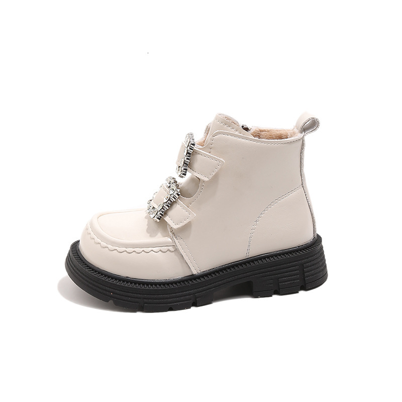 Winter luminous shoes, Rheinstone new styles, fashionable trendy shoes, short boots, thick soled wool lined leather boots, casual children's shoe