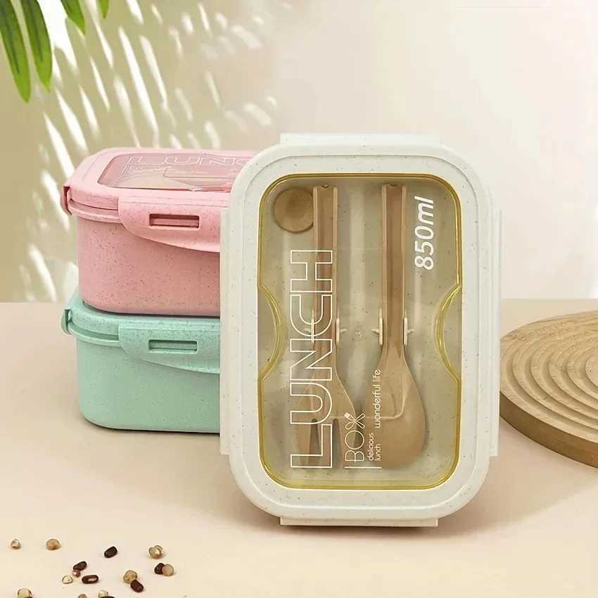 1Pc Portable Microwavable Lunch Box Eco-Friendly Wheat Straw Bento Box Kitchen Food Container Lunch Box Home AccessoriesM251121