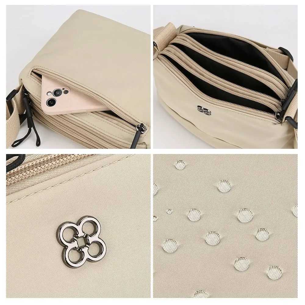 Solid Color Casual Style Handbag Soft Nylon Cloth Women Shoulder Bag Multiple Pockets Tote Bag Student BagT251121