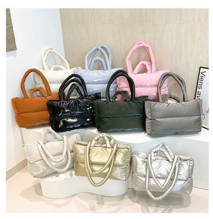 Fi Large Capacity Puffer Shoder Bags Padded Wen Handbags Casual Nyl Quilted Big Tote Bag Warm Winter Shopper Purses Y251121