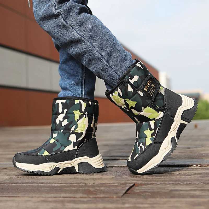 Children Outdoor Winter Snow Boots Boys Girls Casual Warm Boots Non-Slip Sole Comfortable Snow Big Cotton Plush Shoes BootsW251121